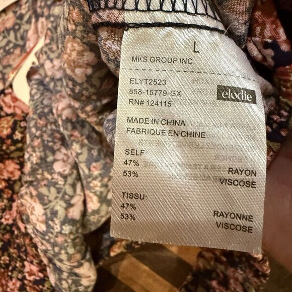 Elodie Floral Print Balloon Sleeve Blouse Navy Pink Romantic Top Size‎ L - Picture 4 of 8